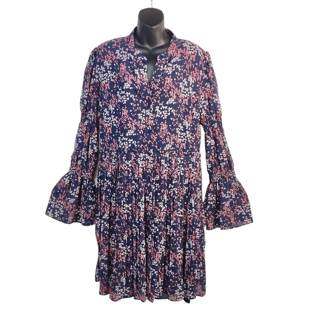 Michael Kors Women's Navy Blue Floral Print Dress Sz XL